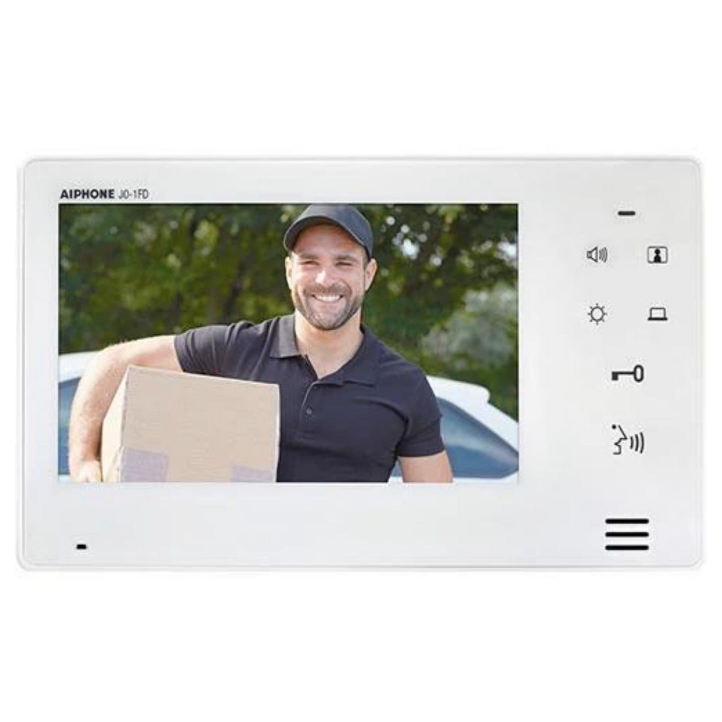 JO-1FD Adding a second hard wired monitoring location is easy using the JO-1FD. This expansion monitor functions with both the JO-1MD and JO-1MDW and provides a second on-site location to answer calls from your video doorbell. FEATURES Video identification and monitoring with 7″ screen Slim design Electrostatic touch buttons Hands-free communication