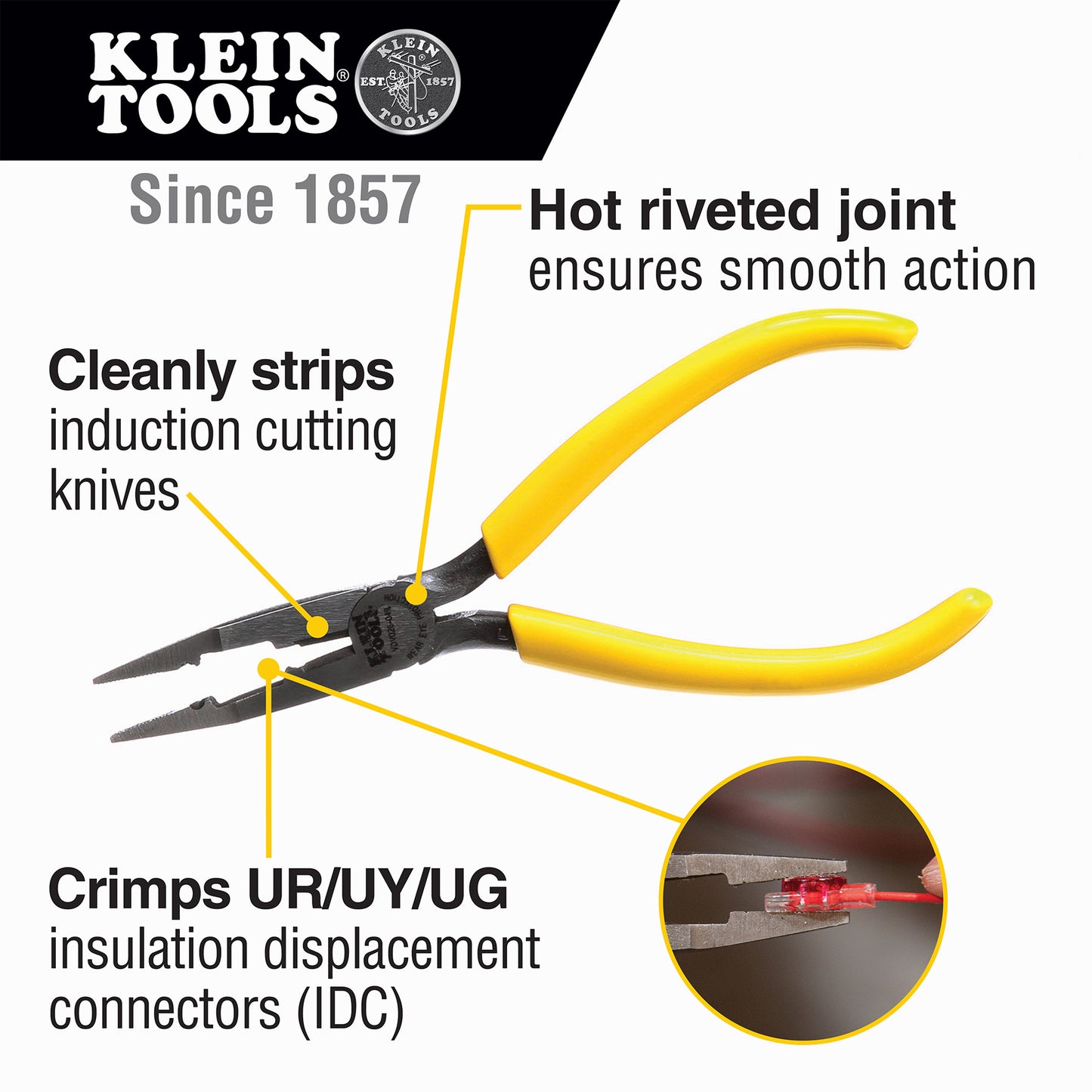 Klein Tools Pliers, Connector Crimping Needle Nose, 7-Inch Part Number: KLN VDV026-049