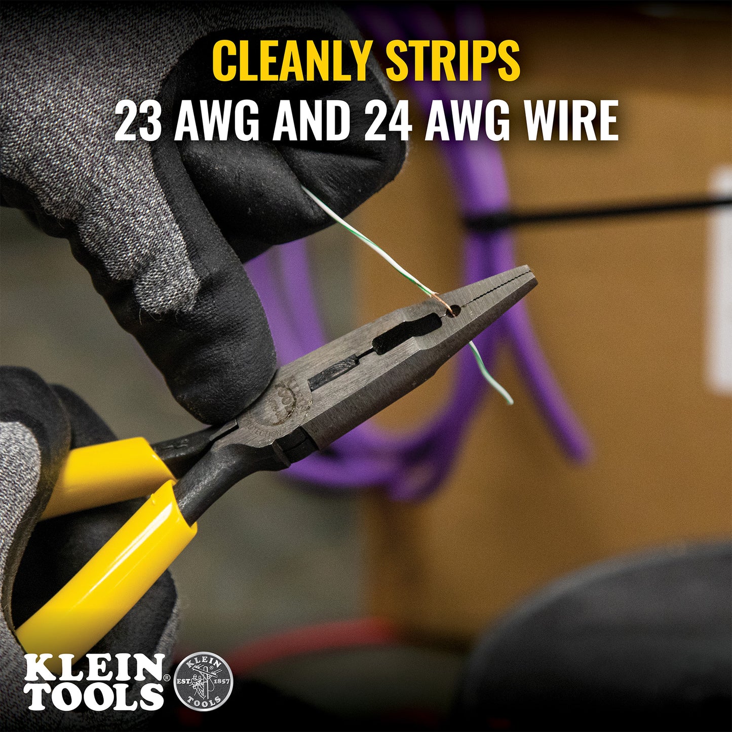 Klein Tools Pliers, Connector Crimping Needle Nose, 7-Inch Part Number: KLN VDV026-049