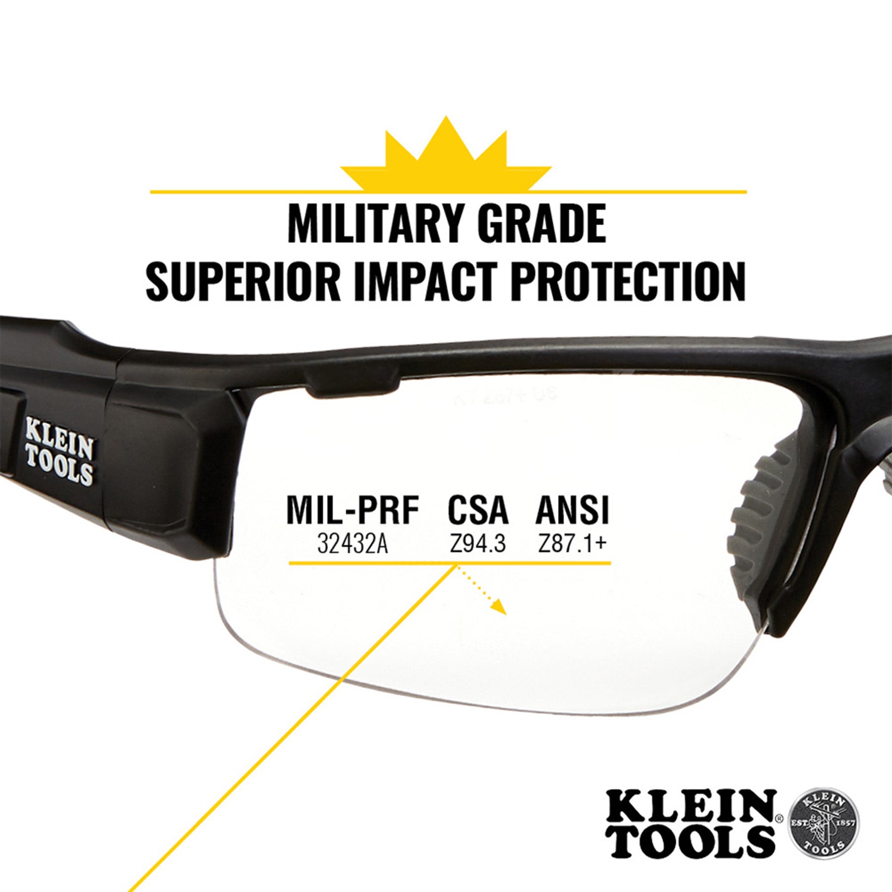 Klein Tools Standard Safety Glasses, Clear Lens Part Number: KLN 60159