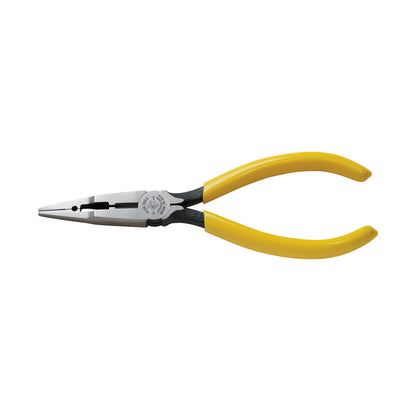 These Connector Crimping Long-Nose Pliers are designed to crimp Scotchlok® type connectors. These pliers also have grooved jaws which are great for wire wrapping, looping, and twisting. It can also cleanly strip 23 AWG and 24 AWG wire.